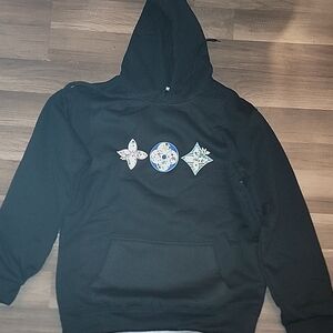 Men's Black Hoodie with Embroidered Patches